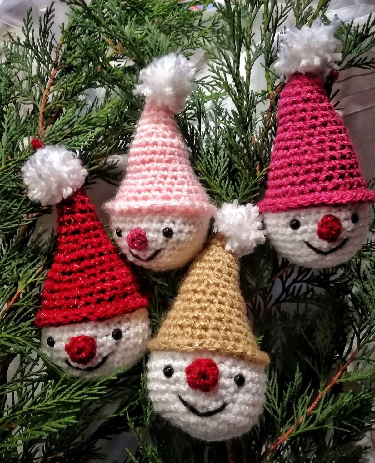 Décorations de Sapin en Crochet Boules Noël Bonhomme Neige