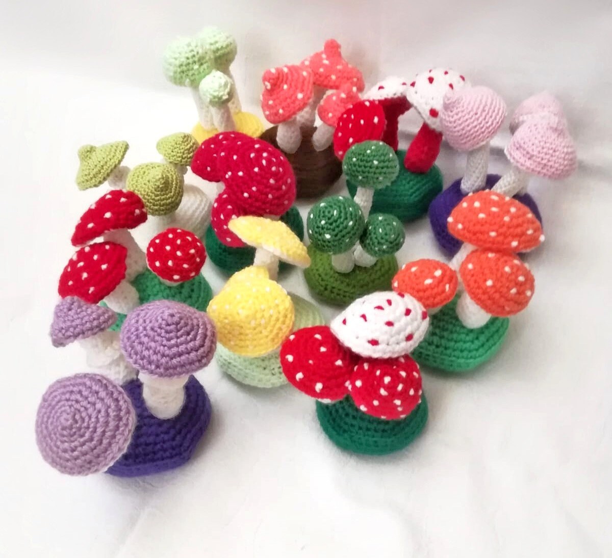 Champignons en Crochet Mignon, Déco Amigurumi, Cadeau Cottagecore