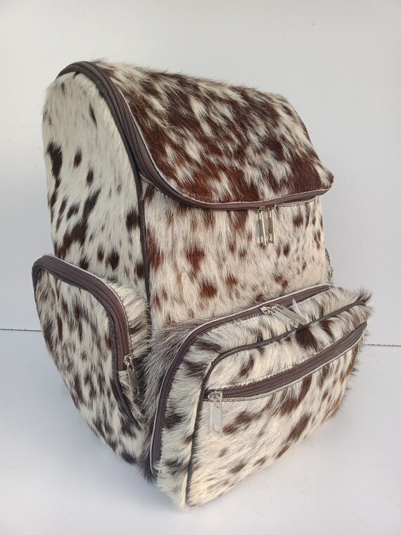 cowhide fur backpack