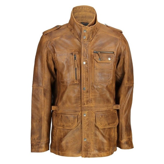 Mens Tan Brown Vintage Military Jacket Casual Coat Field | Etsy