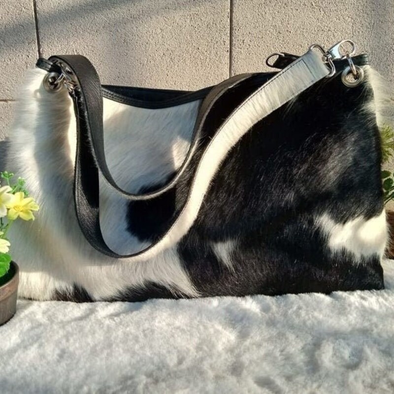 White Cowhide Bag Cow skin Bag 