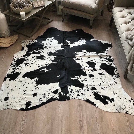 Alfombra de piel de vaca blanca y negra Pequeño piel de vaca - Etsy México