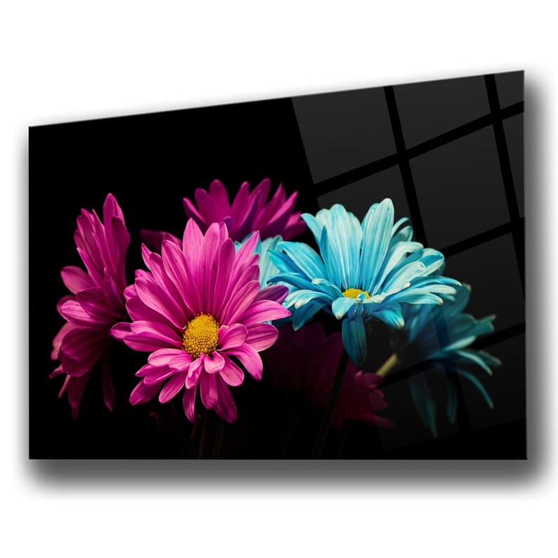 Pink Blue Flowers Wall Art,Home Gifts,Tempered Glass Wall Art,Gi Pink Blue Flowers Wall Art,Home Gifts,Tempered Glass Wall Art,Gi