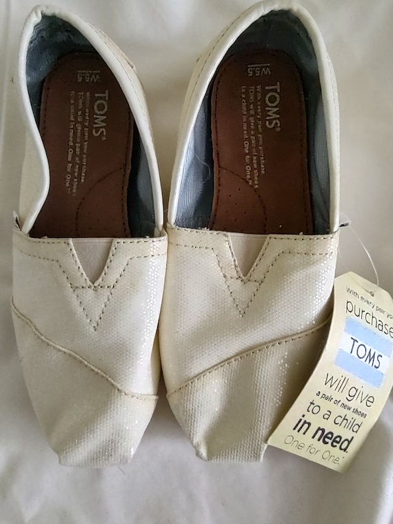Toms Shoes Ivory Shoes With Sparkles New Women's S
