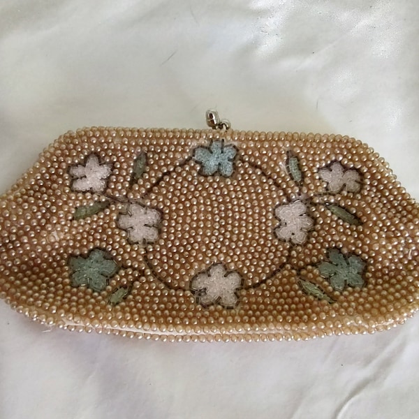 Beaded Clutch Bead Purse For Spring Evening Bag For Summer Style Floral Fashion Whimsical Makeup Bag For Special Occasion Vintage Streetwear