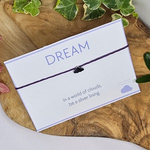 Silver or Rose Gold Cloud Wish Bracelet - Adjustable Dainty Charm Bracelet - Handcrafted Wishing Jewellery - Gift for Dreamers