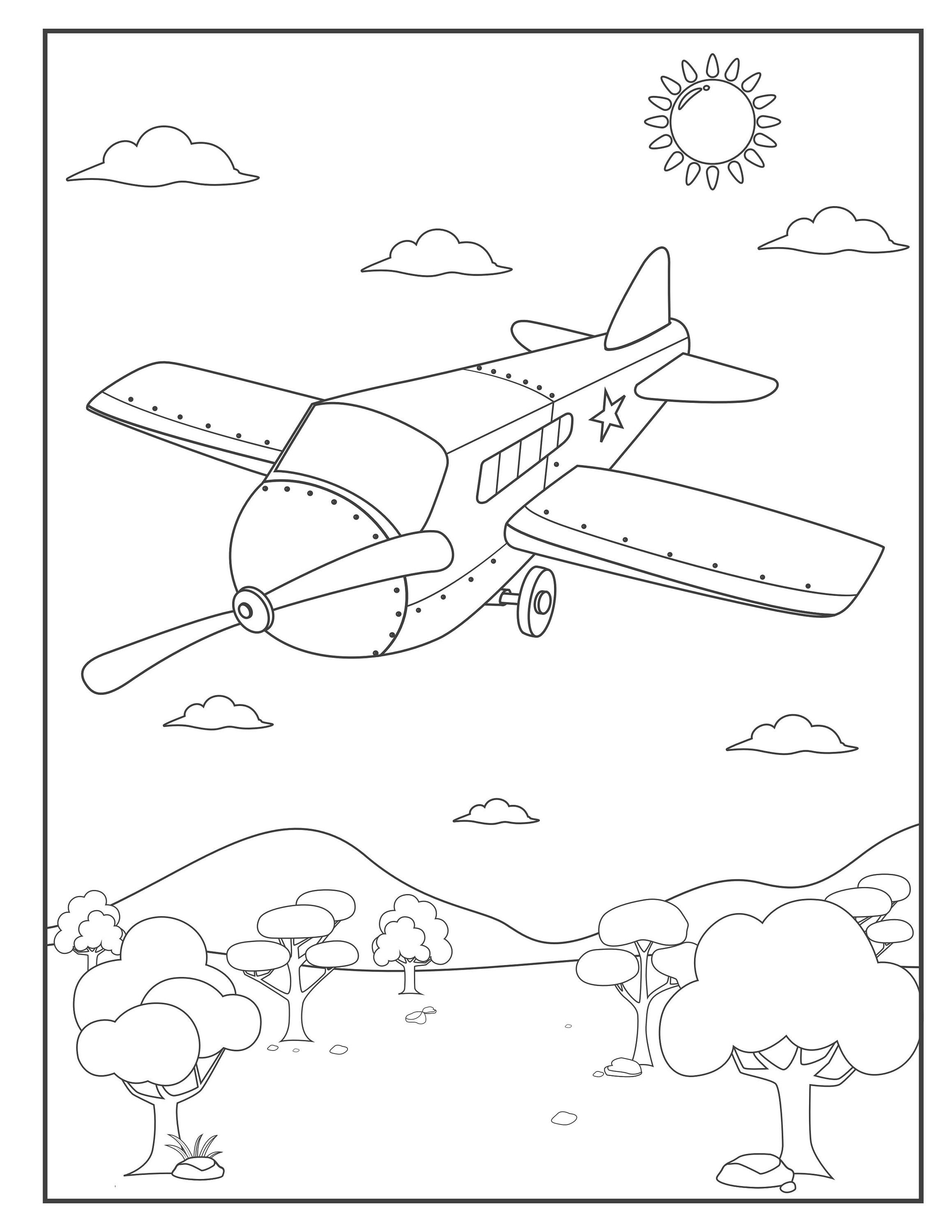 Airplane Coloring Book For Kids : An Airplane Coloring Book for Toddlers  and Kids ages 4-8 with 40+ Beautiful Coloring Pages of Planes, Cute Plane