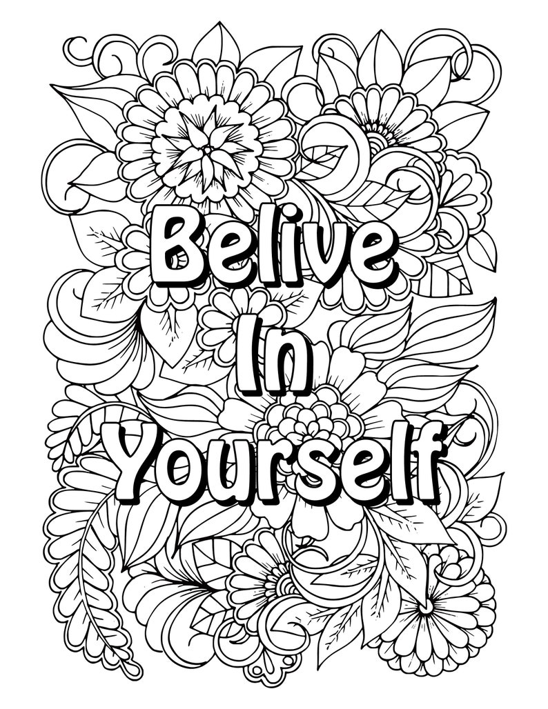 5 Motivational Quotes Coloring Pages - Etsy