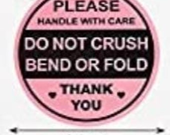 2 Inch Round Pink "Do Not Jam Push or Squeeze into Mailbox" Stickers Handle with Care Shipping Labels Fragile Stickers 