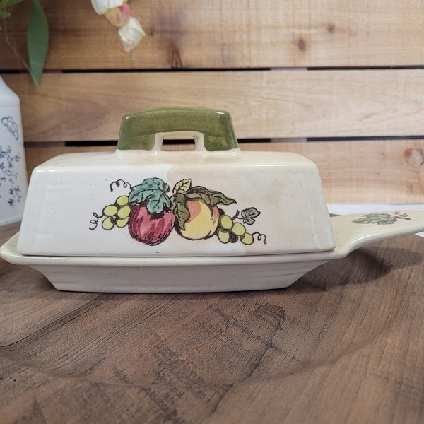 Metlox Covered Butter Dish -  Provincial Fruit Green by METLOX - POPPYTRAIL - VERNON - Metlox Provincial Butter Dish