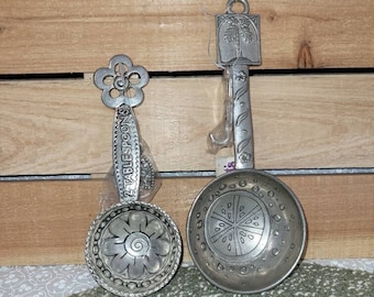 CHOICE - Vintage Ganz Silver Plated Measuring Spoons | Ganz Stirling Silver Spoons | Ganz Silver Measuring Spoons | Palm Tree, Fruit, Flower