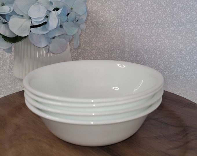 4 Vintage Corelle White Bowls Corelle Soup Bowls Corelle Etsy