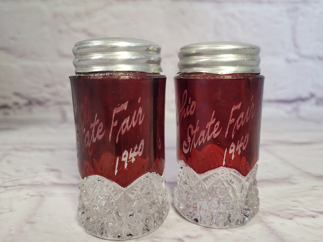 Ruby Stain 1940 Ohio State Fair Salt and Pepper Shakers, Ruby Flash ...