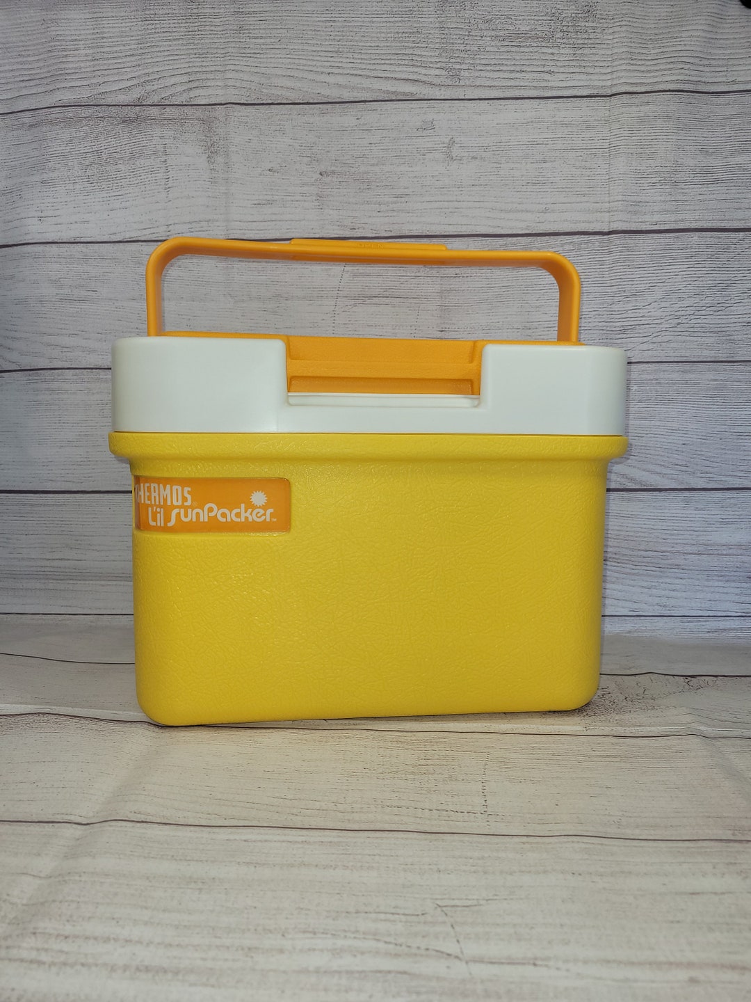 Retro Thermos Lil' Sunpacker Cooler Thermos Orange and Yellow 70's Ice