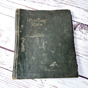 Antique Postcard Album 1800s early 1900s - 48 Pages Leather Postcard Album - 300 Card Album, Empty
