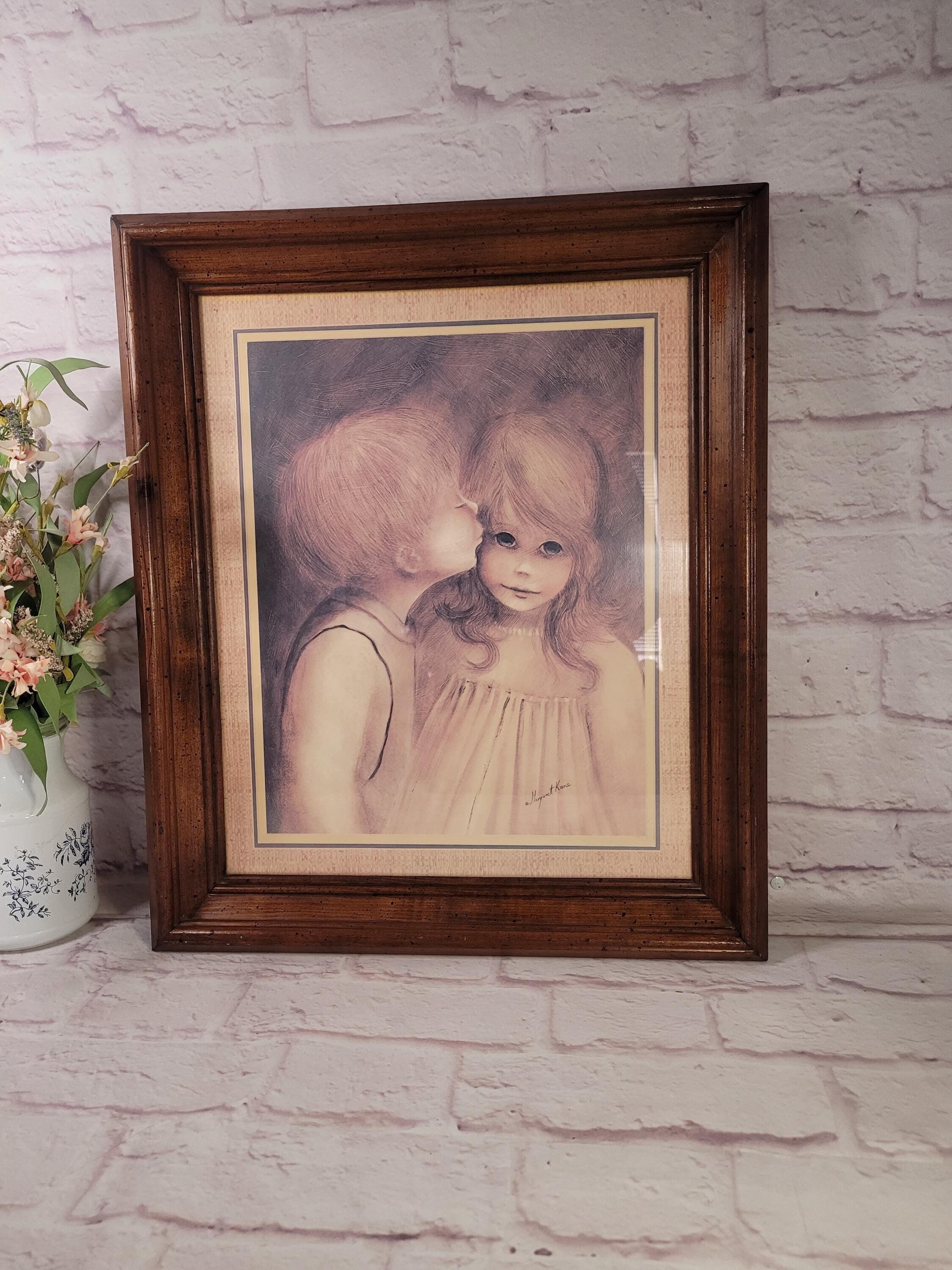 Margaret Keane 70s ヴィンテージ　ポスター 額付「ALONE」 Margaret Keane 70s ヴィンテージ ポスター 額付「ALONE」