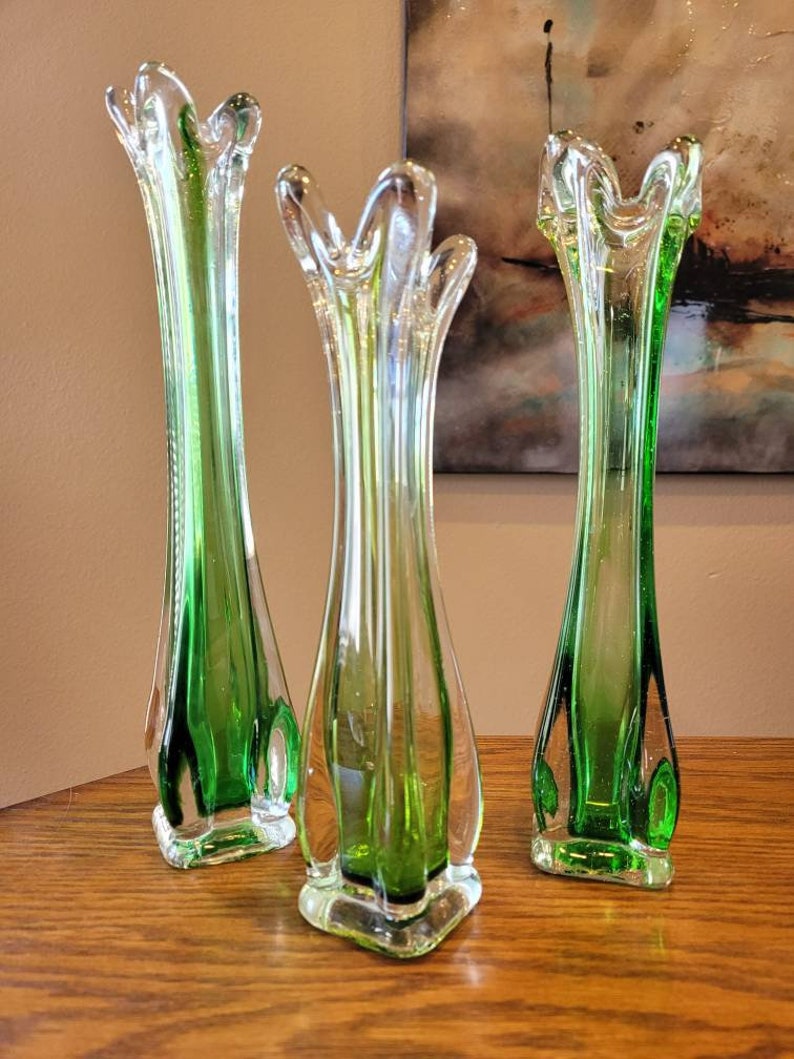 3 Mid Century Swung Vases Stretch Vases Swung Vase Set Etsy