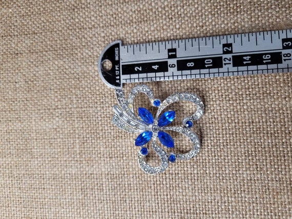 Vintage Sapphire Blue & Crystal Rhinestones Ribbo… - image 2