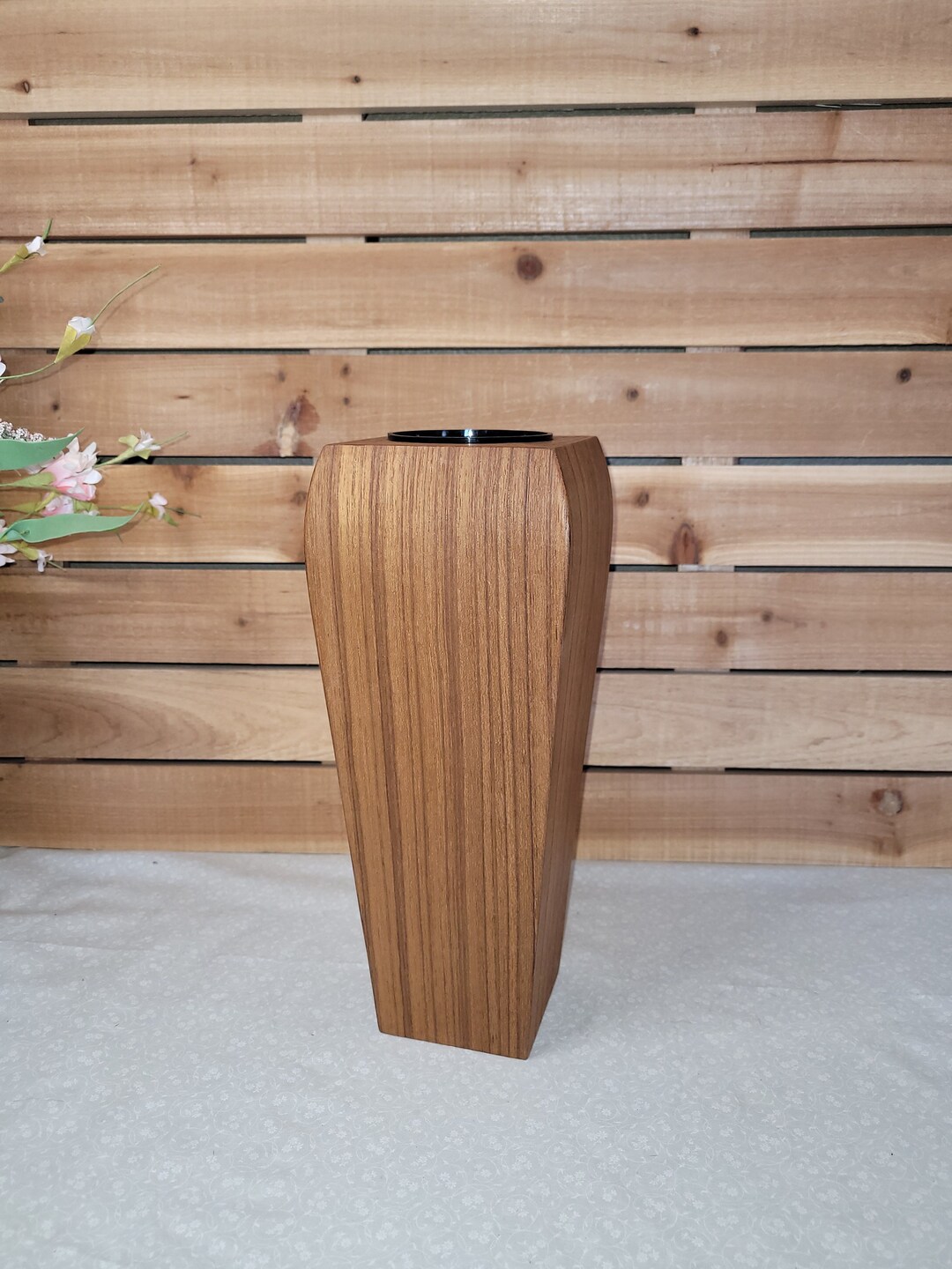 Mid Century Ikebana Wood Vase 60's Japanese Wood Vase Etsy