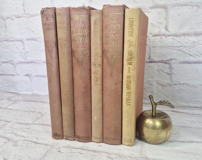 Antique Opera Libretto Book Set, Crown 1938-39, Italian, French, German, Wagner, Parallel Texts & Arias, Wartime Editions, Hardcovers