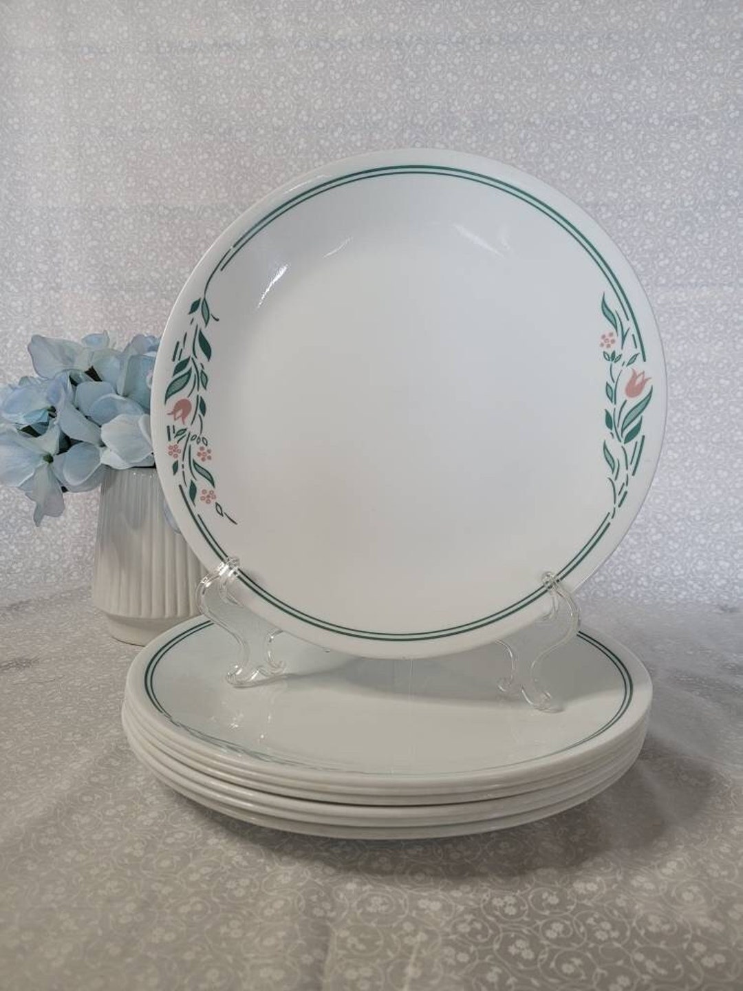 7 Corelle Rose Marie Dinner Plates Vintage Corelle Dinner Etsy
