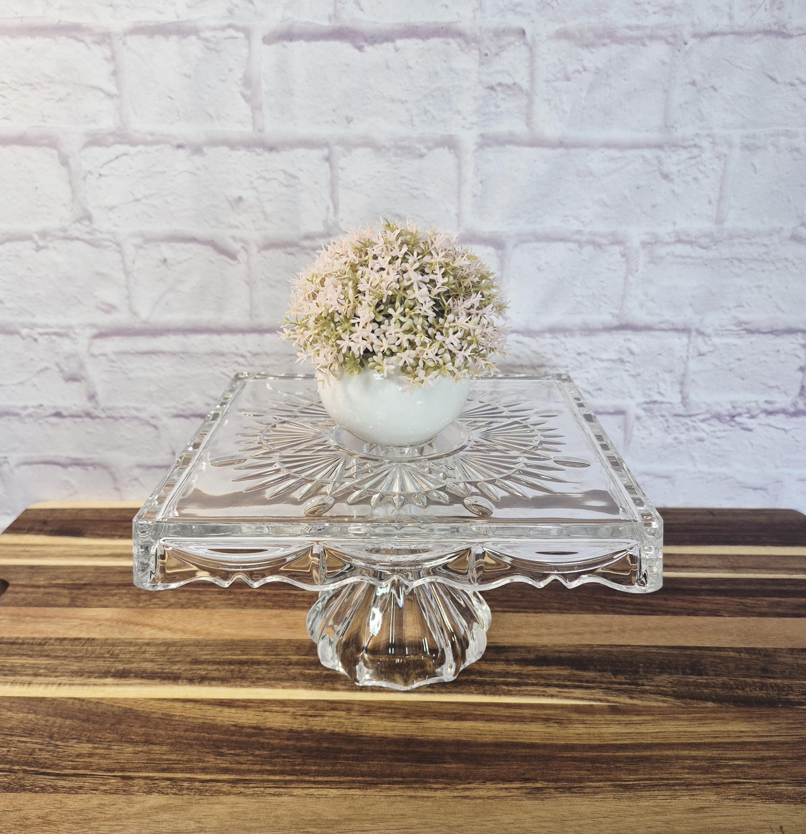 Vintage Shannon Crystal Square Pedestal Cake Stand, 10