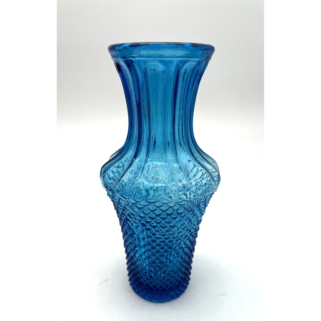 Vintage Blue Glass Bud Vase Etsy