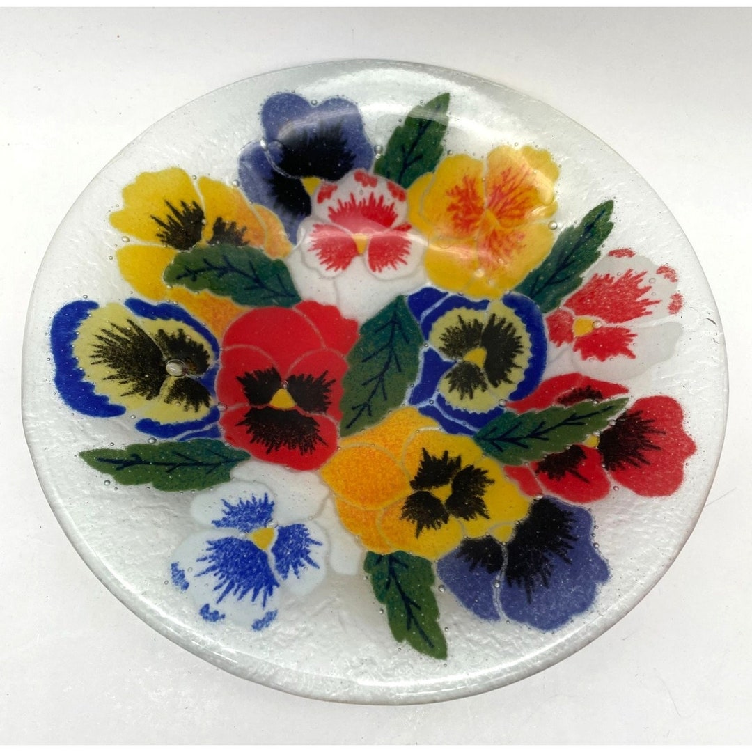 Peggy Karr Fused Glass Pansy Plate Etsy