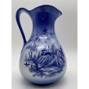 Vintage Empress Ironstone Flow Blue Staffordshire England Pitcher