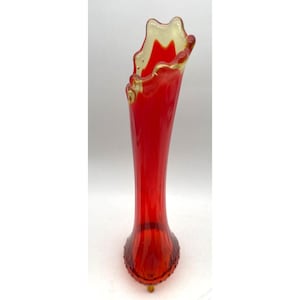 Vtg. 3 Toe LE Smith Amberina Swung Vase MCM