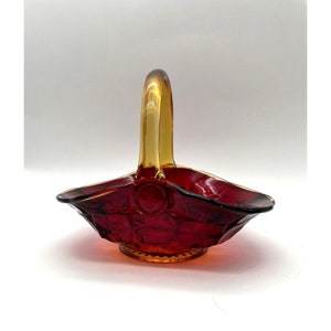 Vintage Indiana Amberina Tiara Sunset Constellation Handled Basket
