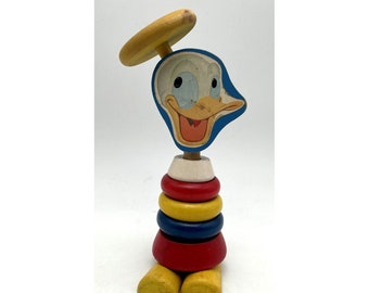 Vintage Disney Donald Duck Wooden Stacking Toy