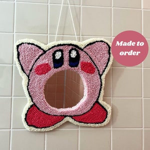 MADE TO ORDER - kirby rug tufted wall hanging - punch needle wall decor - cute room accent!
