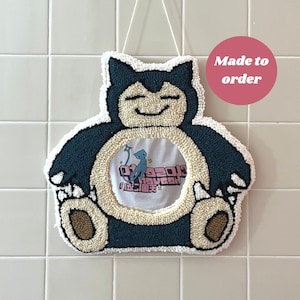 MADE TO ORDER - snorlax tufted rug wall hanging - punch needle wall decor - cute room accent decoration!