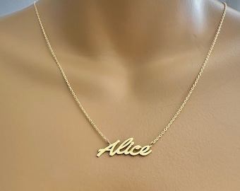 14K Solid Gold Name Necklace - Necklace for Women - Solid Gold Necklace - 14K Solid Gold Jewelry - Name Necklace Gold - Gift for Her