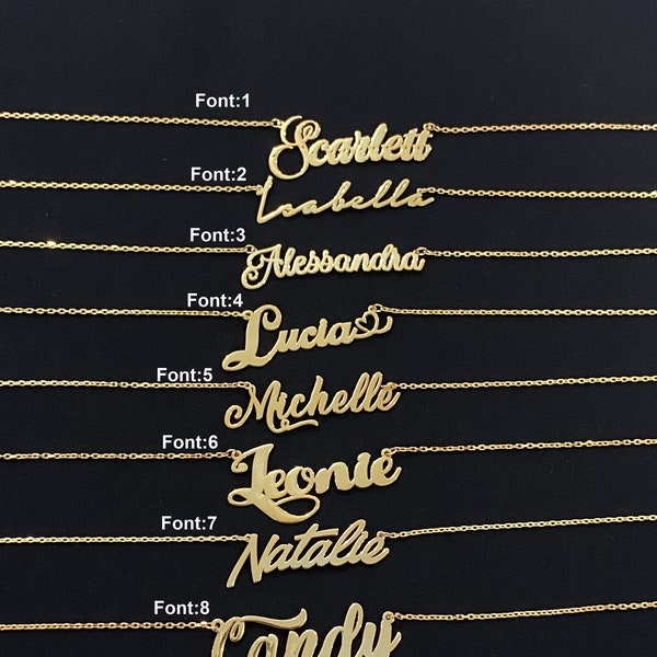 Custom Name Necklace, Sterling Silver Name Necklace, 18k Gold Plated, Rose Gold Plated and 925k Sterling Silver Christmas gift