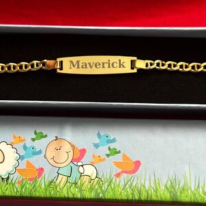 14K gouden boze oog armband baby, 14K gouden lieveheersbeestje armband, naamarmband voor klein meisje, ID-armband babyjongen 8K, dooparmband goud