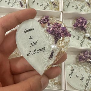 Aimant personnalisé pour invité, aimant époxy avec boîte, cadeau de mariage pour invité, aimant avec fleur sèche, cadeau islamique, cadeau de mariée