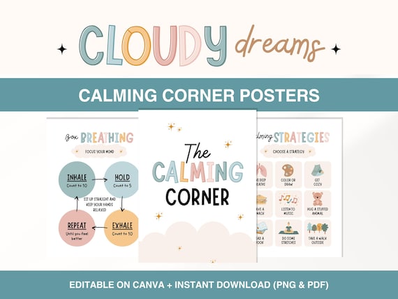 Calming Corner Posters, Calm Down Corner Display, Rainbow Classroom Decor, Teacher Printable, Breathing Techniques, Feelings Chart
