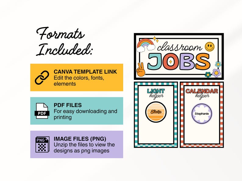 Groovy Classroom Job Chart, Bright Classroom Jobs Display, Editable ...