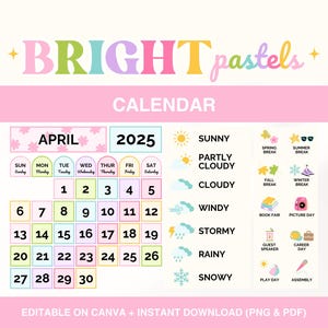 Classroom Calendar Display and Weather Station, Pastel Classroom Decor, Printable Classroom Calendar Set, Pocket Chart, Calendar Management