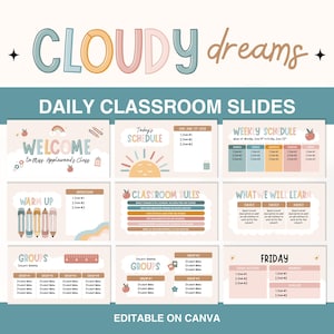 Editable Classroom Slides Template Canva, Class Daily Slides, Teaching Slides, Back to School Slides, Morning Meeting, Agenda, Rotations