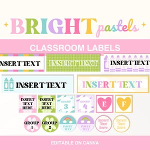Editable Classroom Label Templates, Pastel Classroom Organization, Class Bin + Drawer Labels, Teacher Toolbox Labels, Bright Classroom Theme