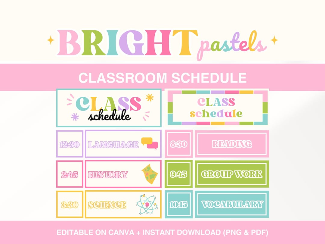 Editable Classroom Schedule Display, Daily Classroom Schedule Cards ...