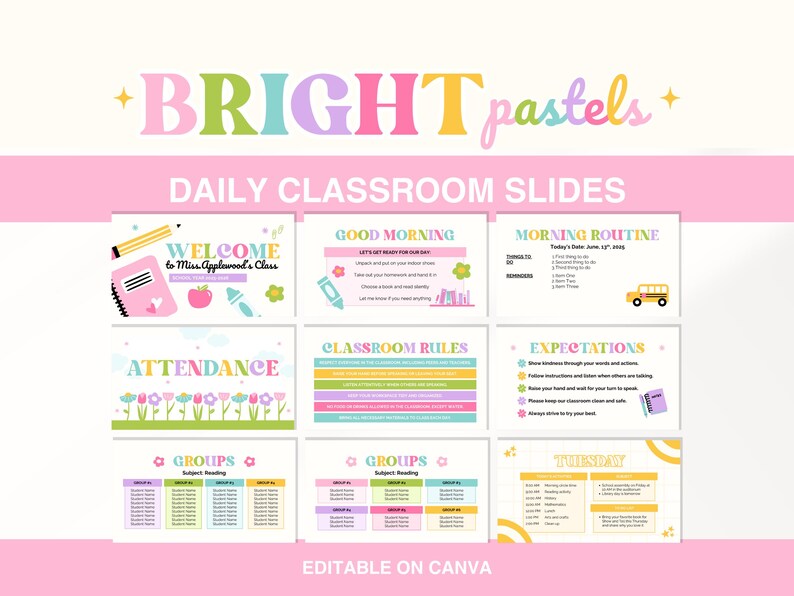 Editable Classroom Slides Template Canva, Class Daily Slides, Teaching ...