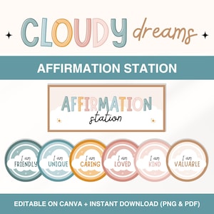 Classroom Affirmation Station Cards, Classroom Display, Rainbow Classroom Decor, Educational Printables for Teachers, Canva Template
