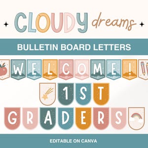 Bulletin Board Letters, Rainbow Classroom Decor, Classroom Display Lettering Pack, Elementary Classroom Decoration, Canva Template