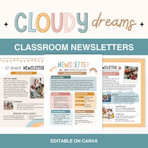 Classroom Newsletters, Editable Weekly Classroom Newsletter Template, Student Newsletter, Classroom Monthly Newsletter, Back to School Flyer