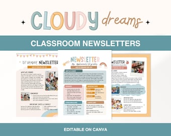 Classroom Newsletters, Editable Weekly Classroom Newsletter Template, Student Newsletter, Classroom Monthly Newsletter, Back to School Flyer