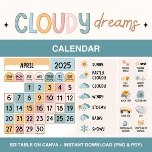 Classroom Calendar Display and Weather Station, Rainbow Classroom Decor, Printable Classroom Calendar Set, Pocket Chart, Calendar Management